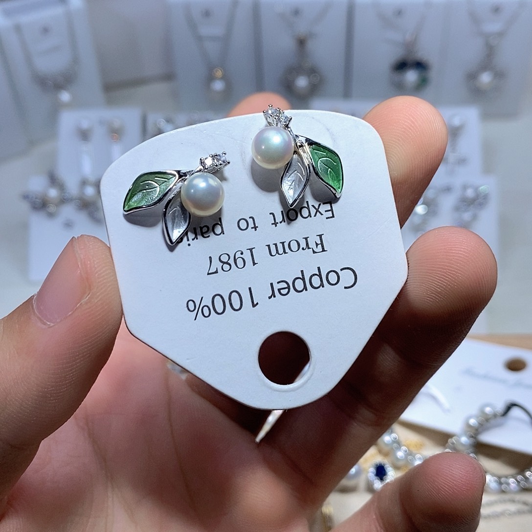 淡水珍珠耳坠银S925镶嵌