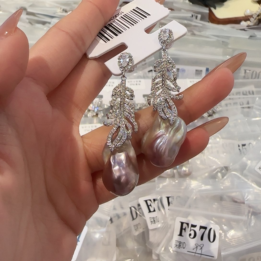 淡水珍珠耳饰合金