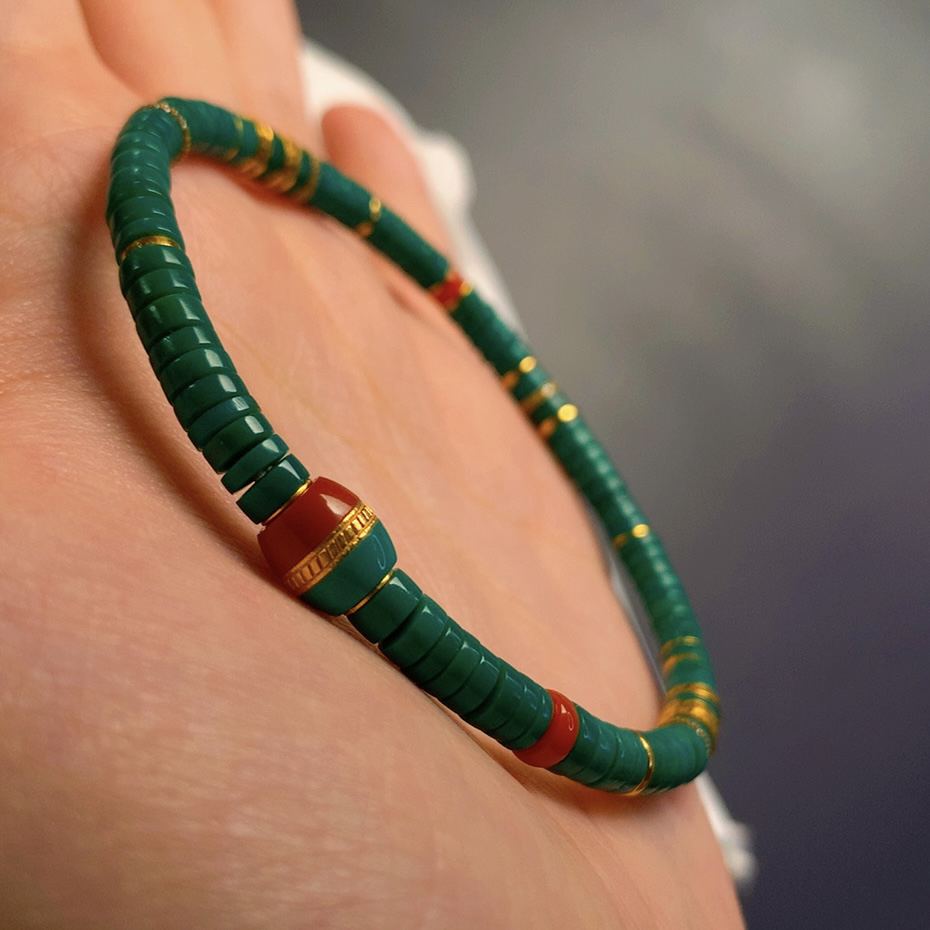 原矿精品绿松石直切手串4.5m9.45g