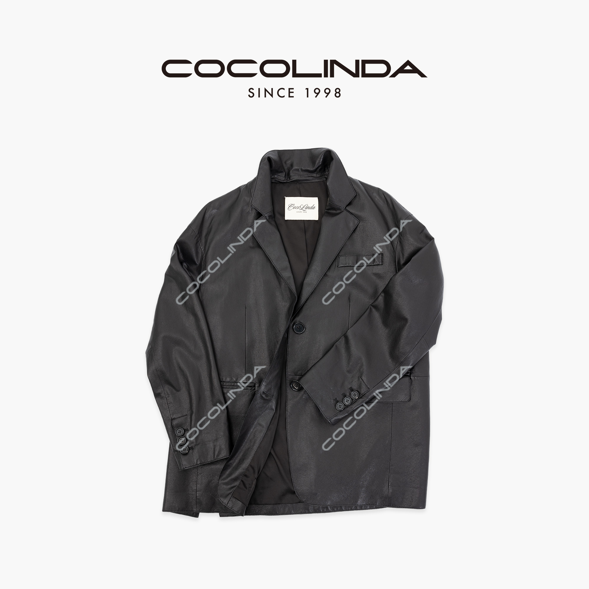 COCOLINDA | 【100%绵羊皮】长久主义洒脱薄款 西装款皮衣F2944