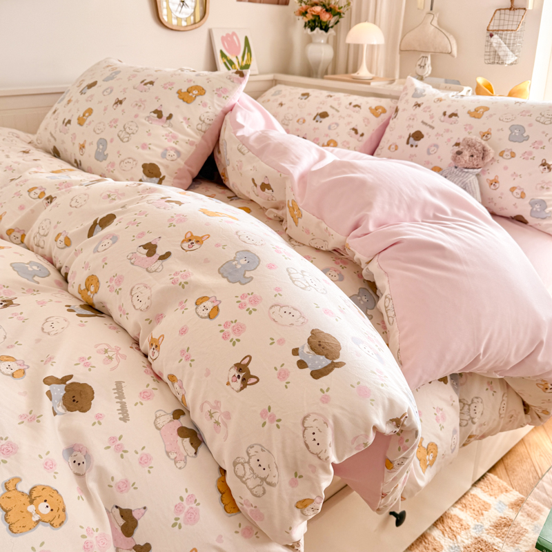 ins风被套4件公主风床上床单四件套床单被罩女孩学生宿舍三件套