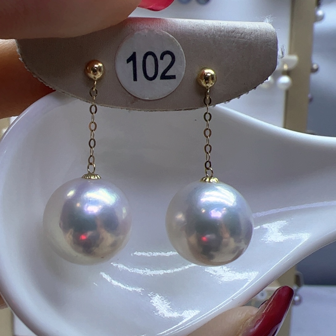 淡水珍珠耳饰18K金镶嵌