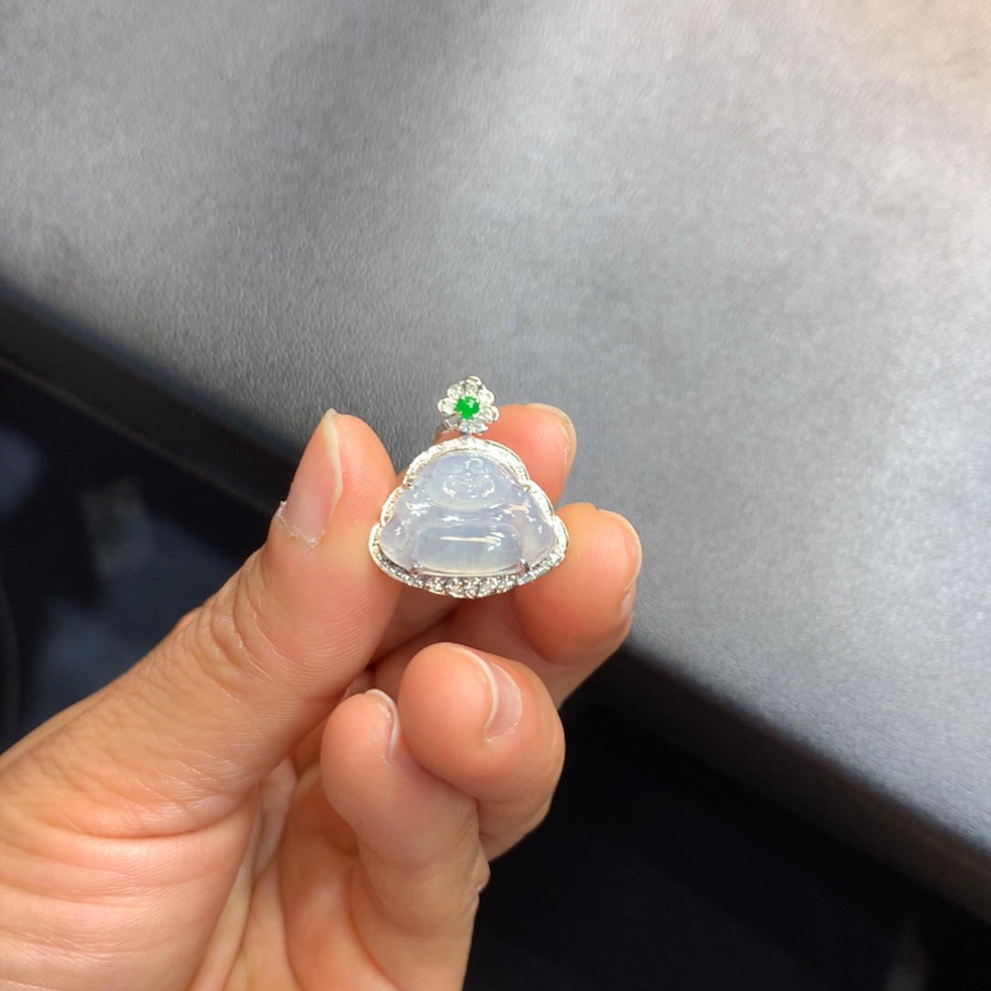 翡翠吊坠(不含链)18K金镶嵌