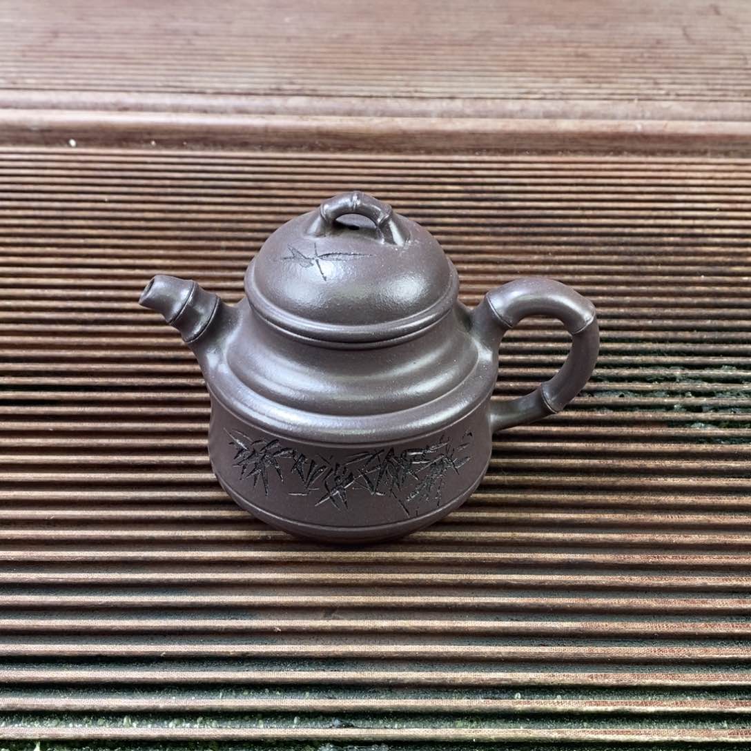 茶壶紫砂白1 竹鼎 天青泥