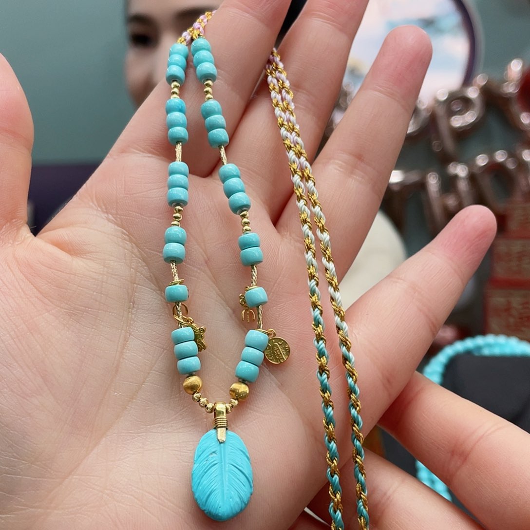 绿松石颈饰18K金镶嵌