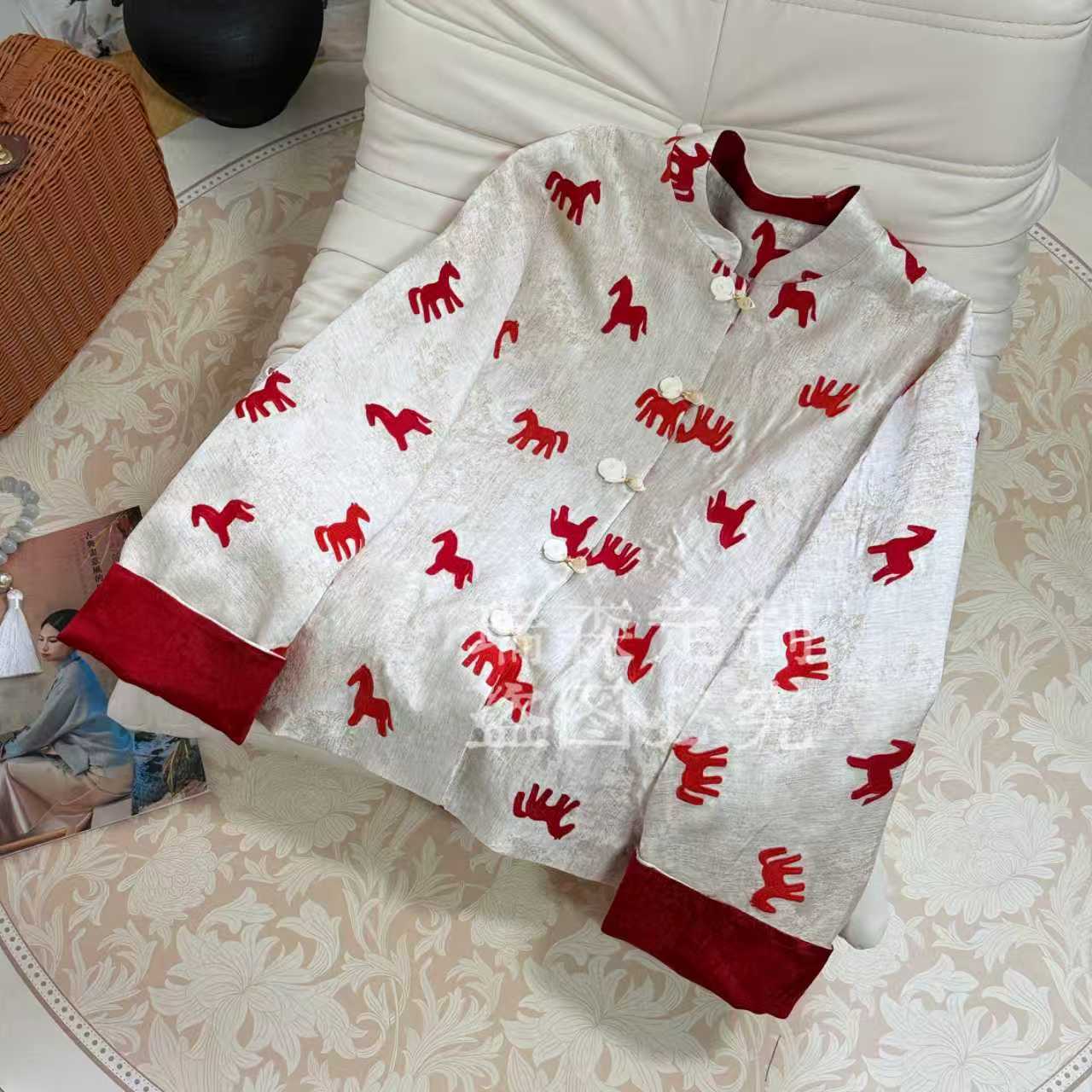 1043 马到成功中式国风立领开衫外套-胸围114-衣长61