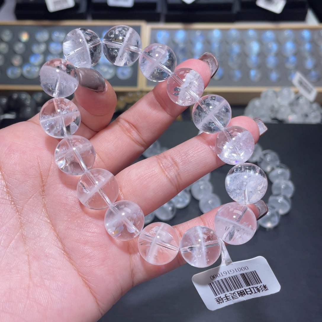M****水晶手链未镶嵌半盆白幽灵手链14mm