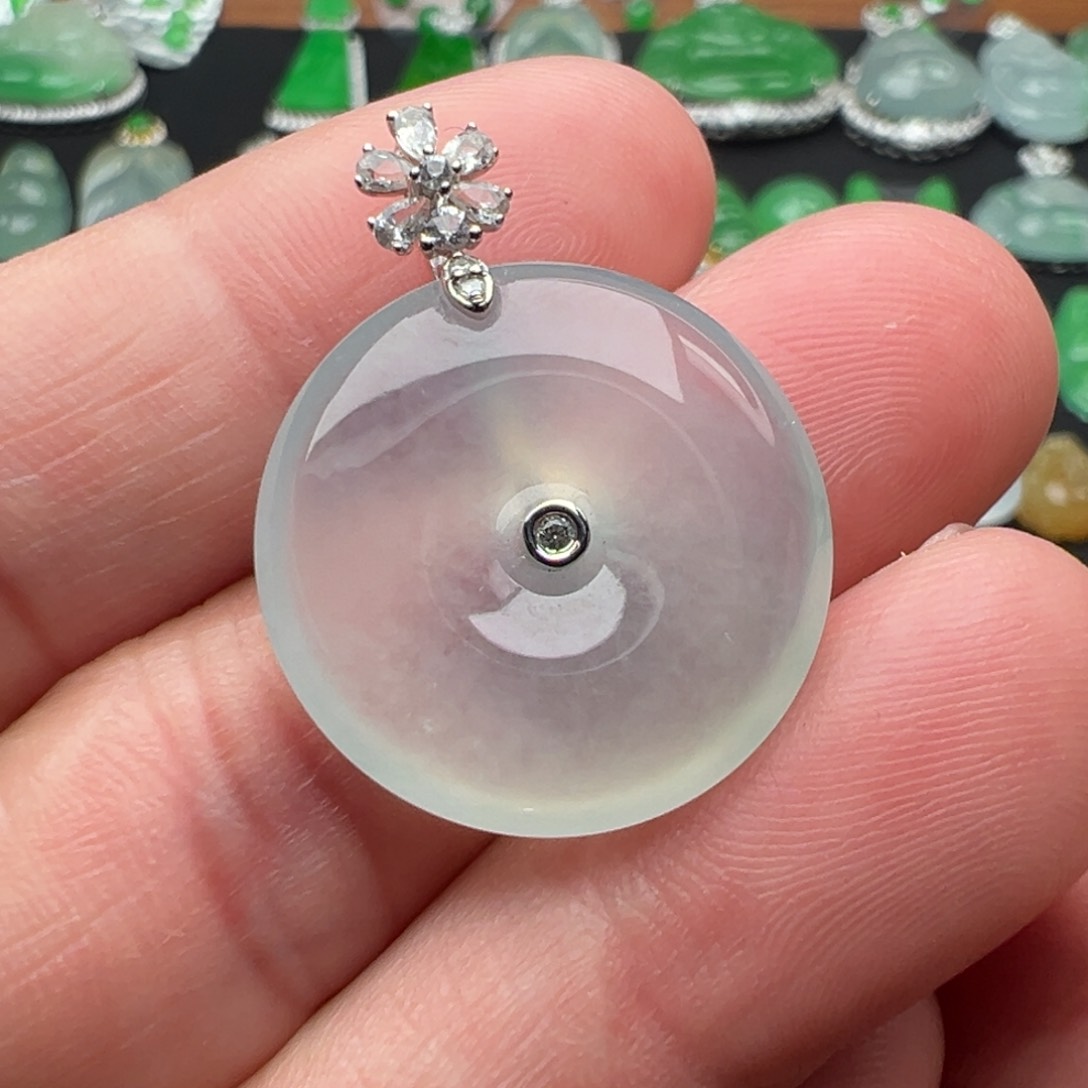 翡翠颈饰18K金镶嵌扣子21.8