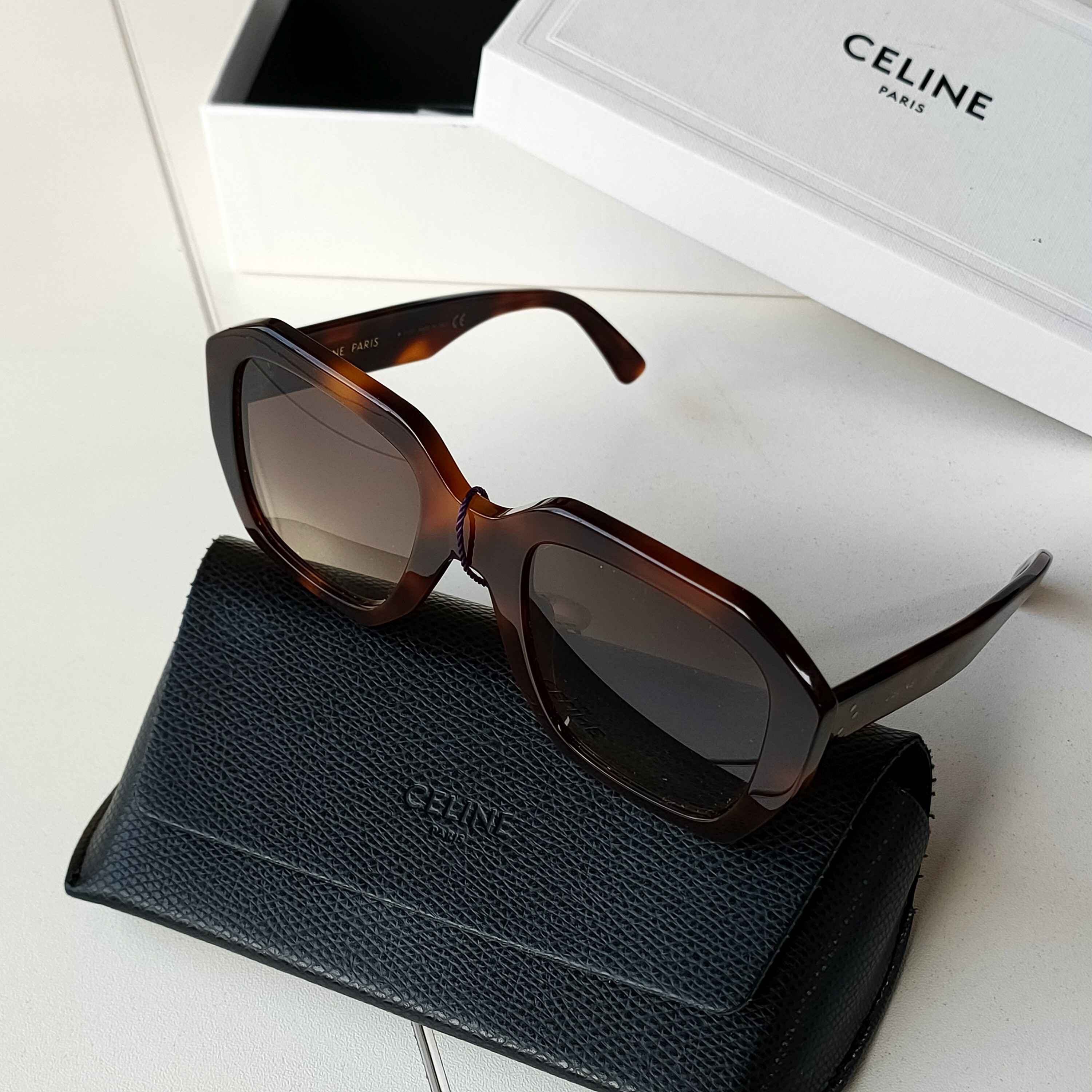 95新 Celine/思琳 Azul-CL4045IN/52玳瑁色镜框墨镜/45853
