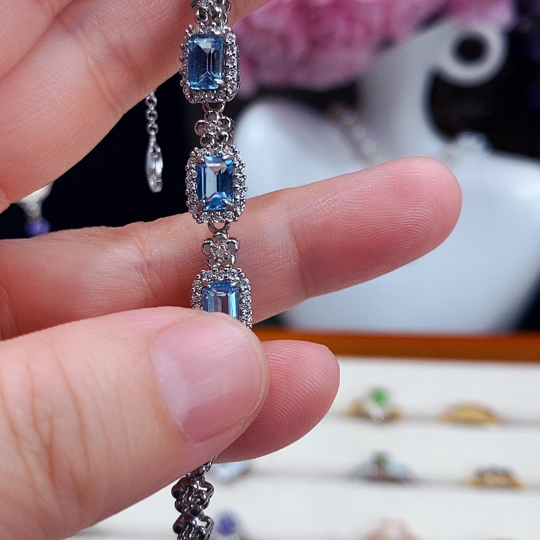 托帕石手链银S925镶嵌