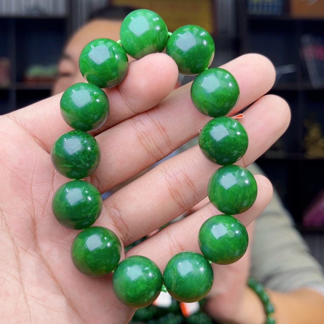 和田玉未镶嵌手串天然和田玉俄罗斯五号矿琉璃翠卡16