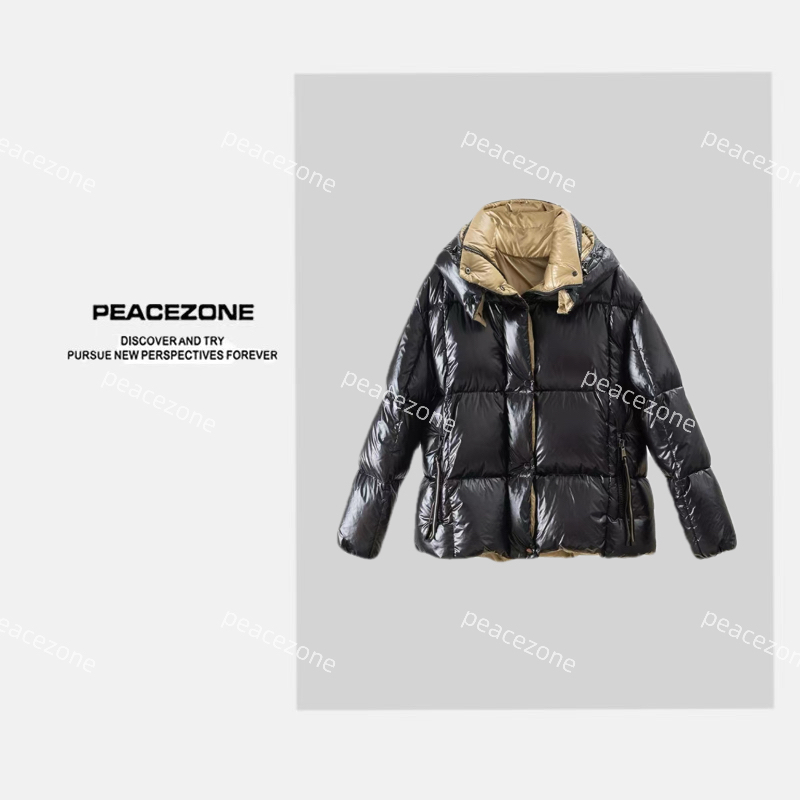 Peacezone 90鹅绒 时尚加厚连帽保暖羽绒服