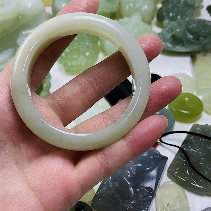 岫玉未镶嵌项圈岫玉天然手镯