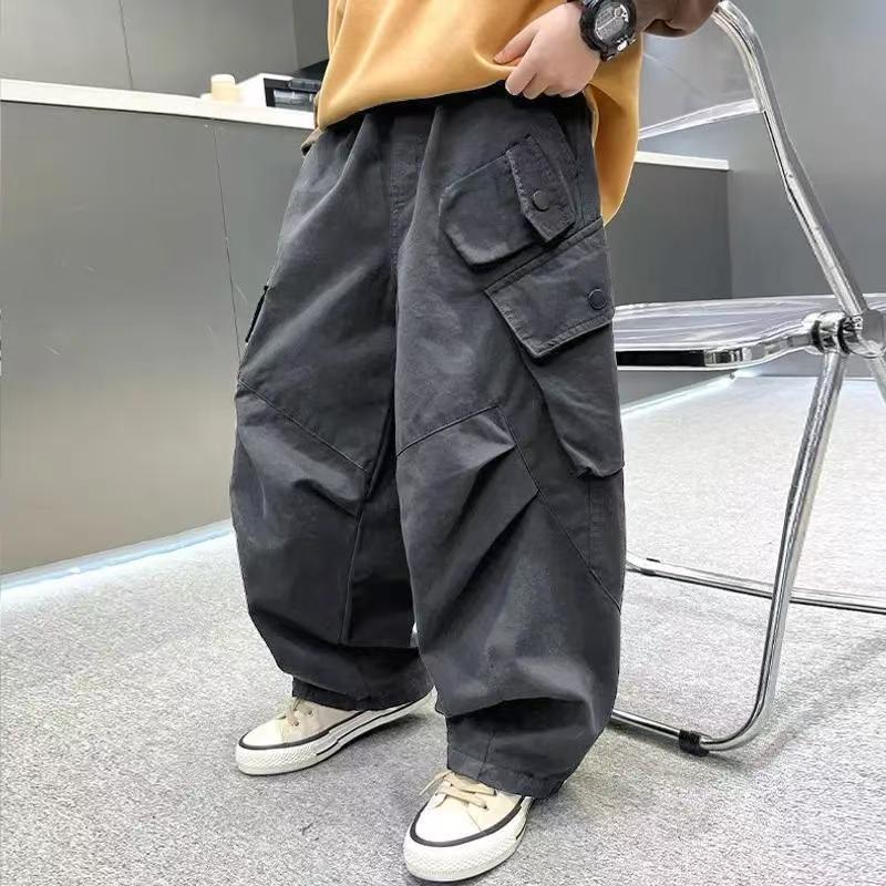 男童【纯棉春秋】新款弯刀工装裤中童大帅气时髦潮酷款式