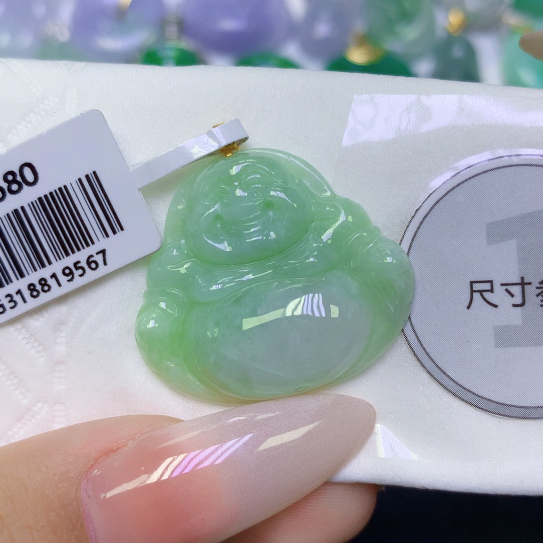 翡翠18K金镶嵌颈饰天然缅甸翡翠a货百元以上9元证书费自理