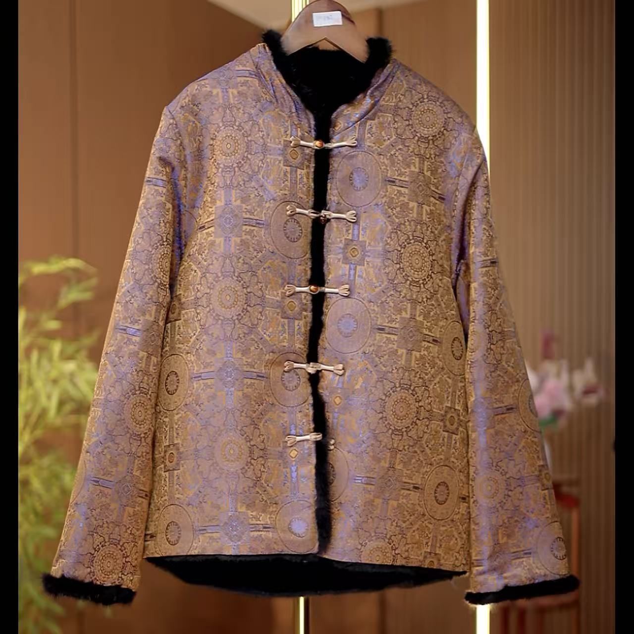 01凯旋-新中式国风秋冬棕八达双面貂长袖外套0793