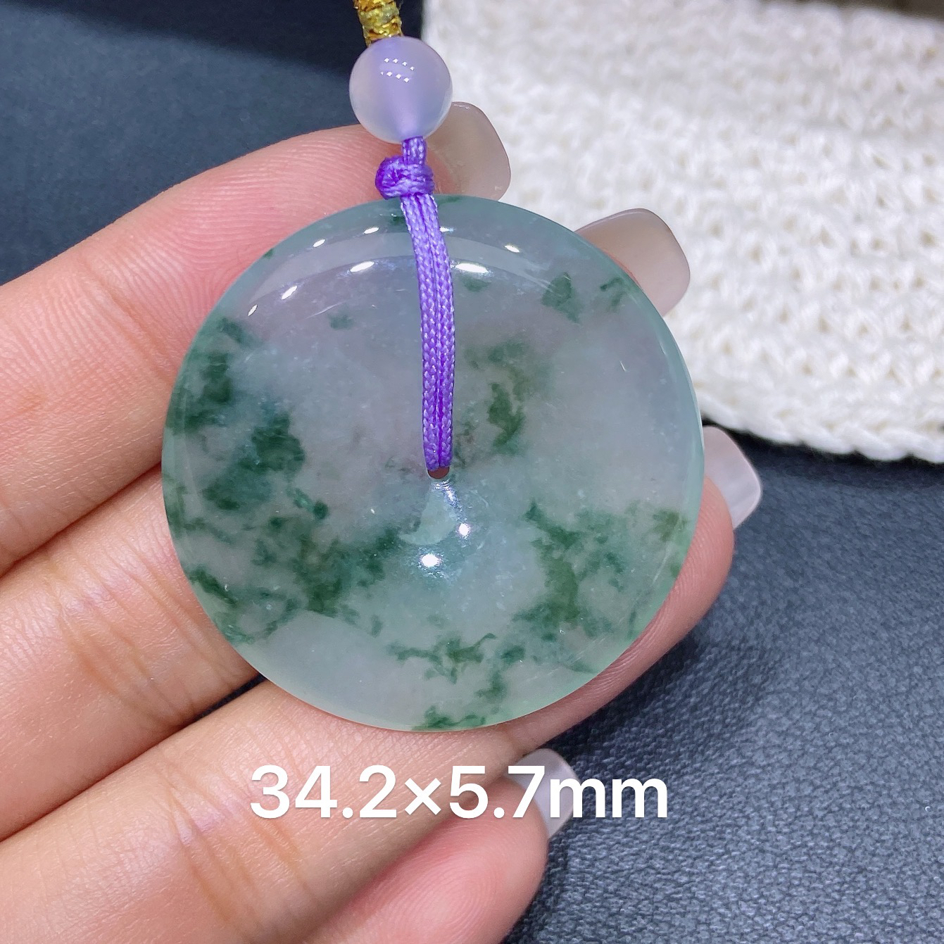 天然A货翡翠 老坑冰种灵动飘花平安扣吊坠 玉质细腻 k135