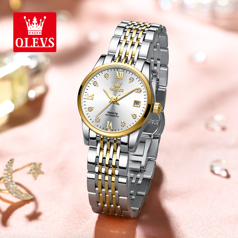 OLEVS/欧利时手表女全自动机械表防水简约时尚潮流女士腕表情侣