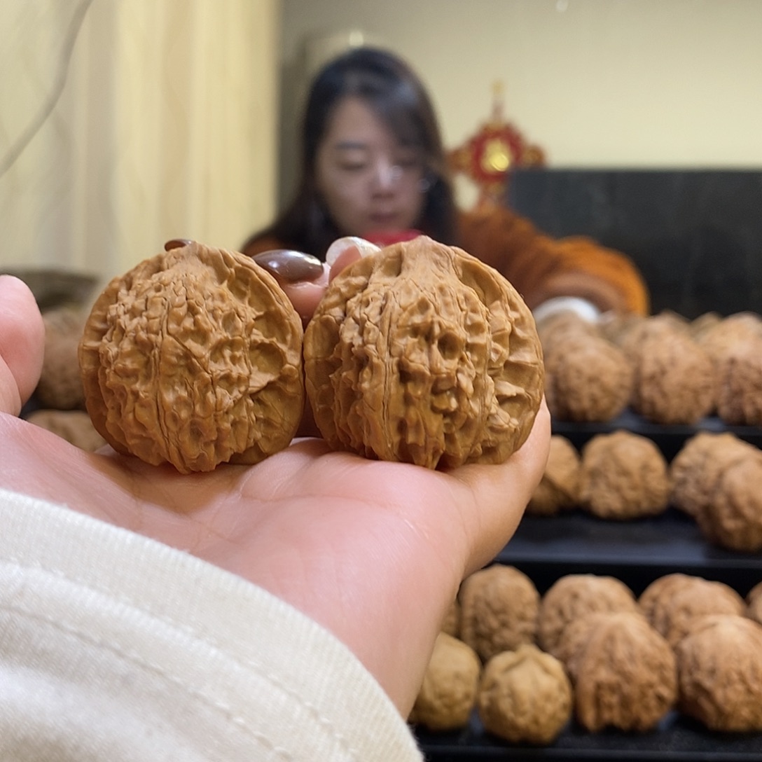 把件文玩核桃36平顶狮子头