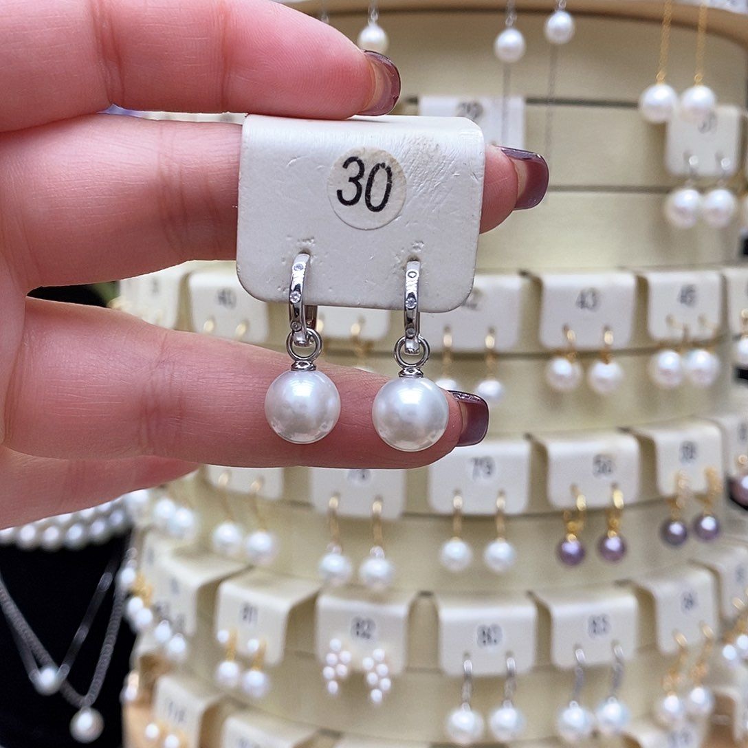 淡水珍珠耳饰银S925镶嵌
