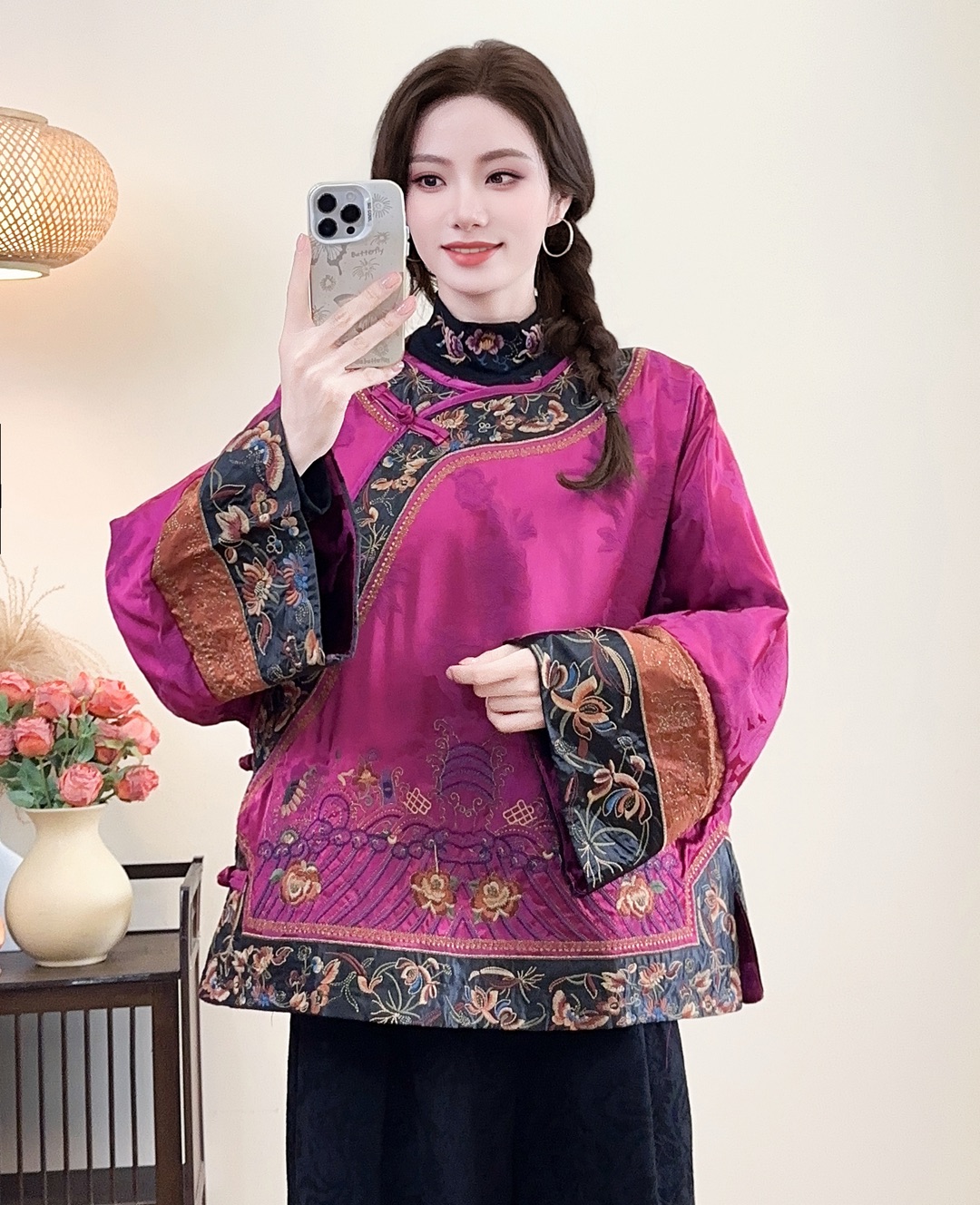 【正品保障】加棉缎面民族风女装绣花禅意仙气飘飘贵气外套上衣