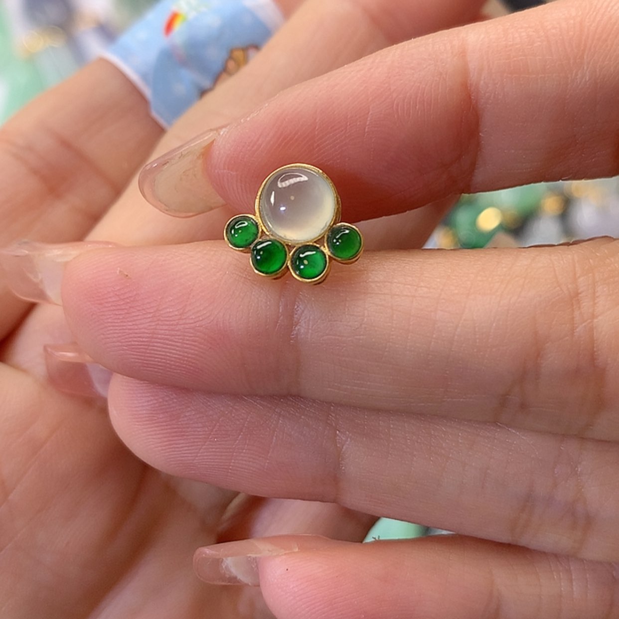 【闪购商品】翡翠吊坠(赠链)18K金镶嵌塔****财