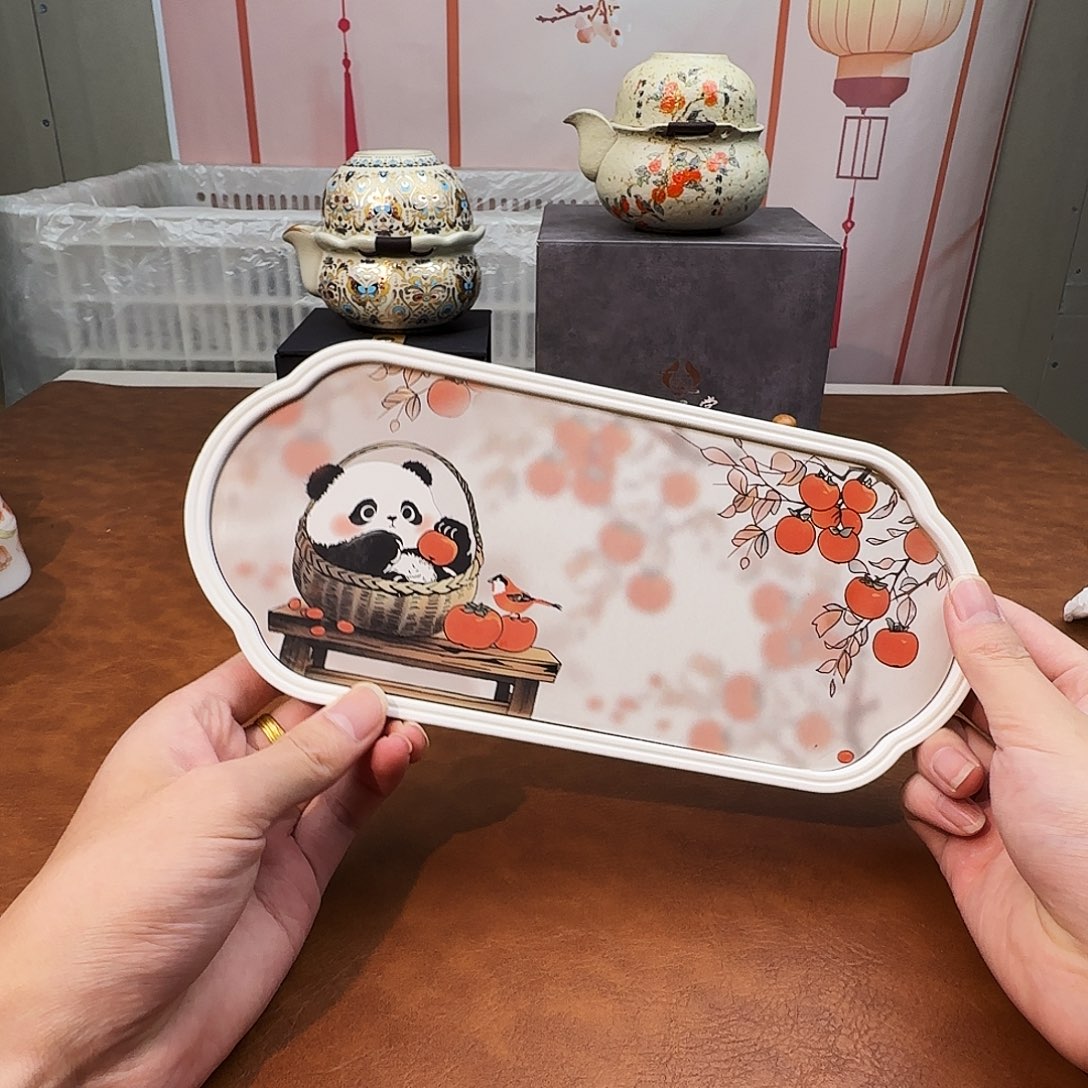 颜瓷闪购商品链接熊猫茶盘