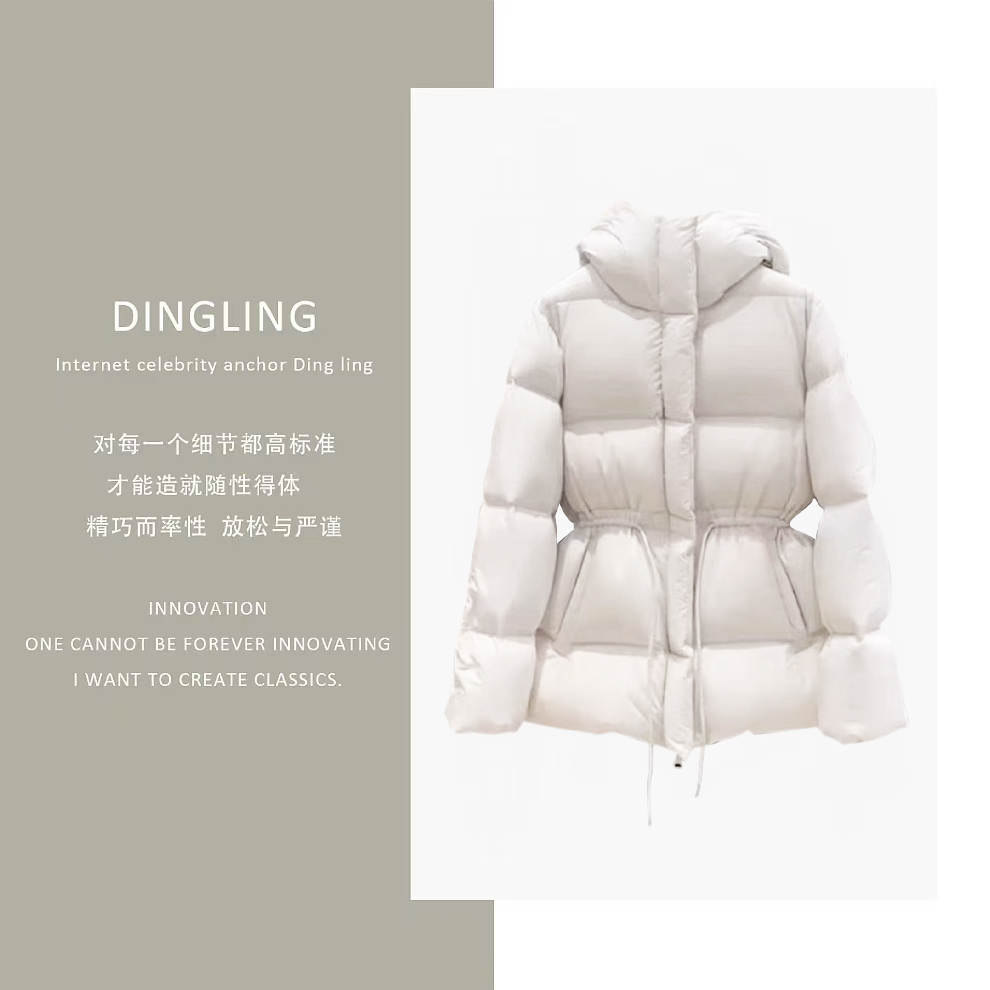 90%白鹅绒！巴黎走秀款，收腰高级欧货冬季新品连帽加厚鹅绒气质154