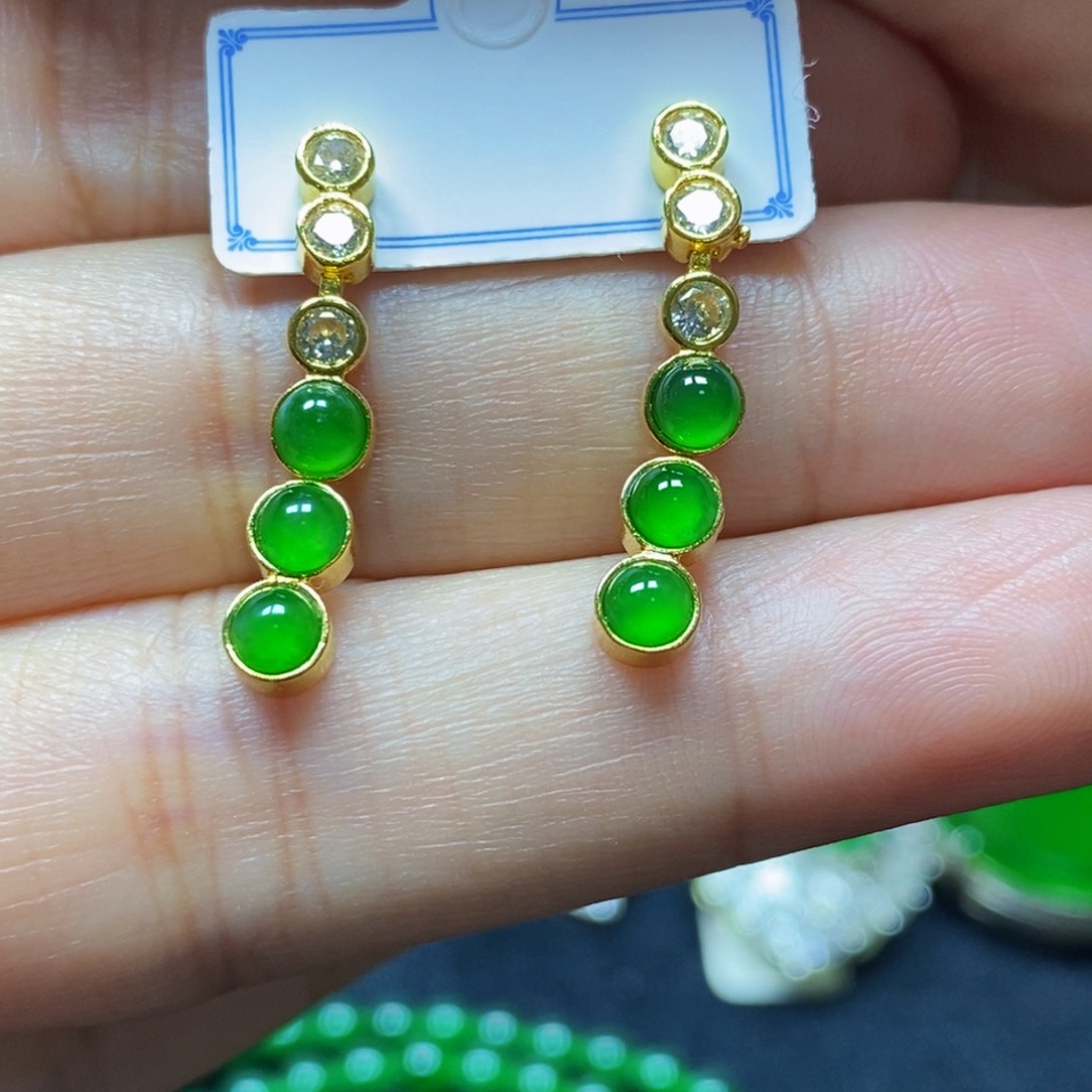 翡翠未镶嵌耳饰天然翡翠