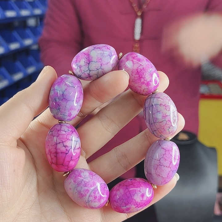 玛瑙手链未镶嵌T66凤凰粉桶珠