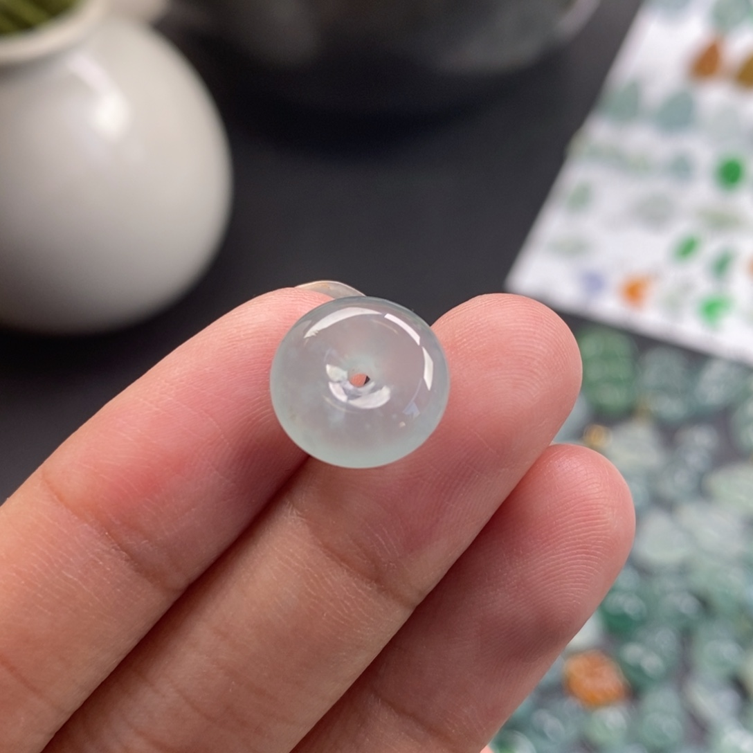 翡翠裸石冰晴平安扣雪花棉