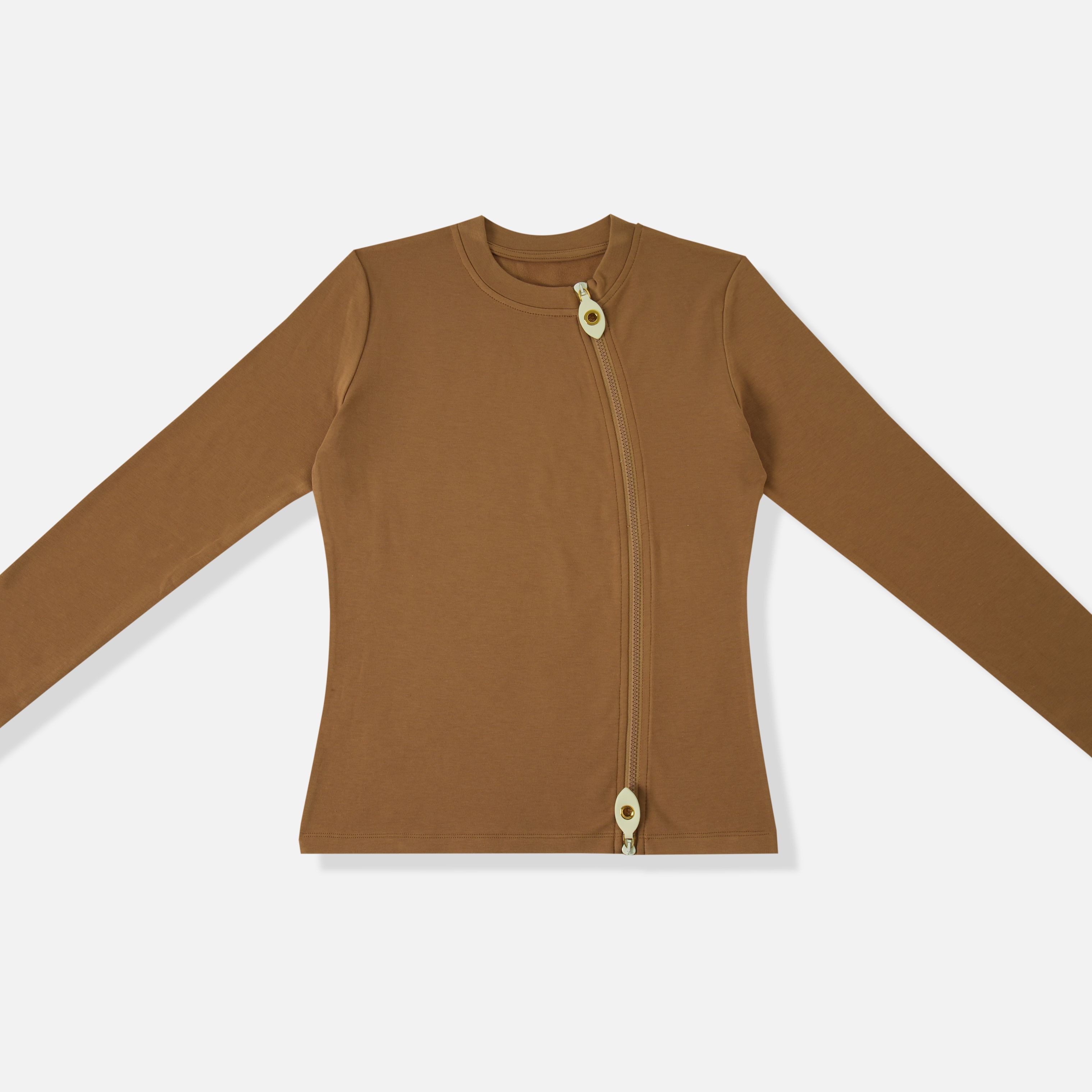 安安推荐【弧光度】时尚百搭新款圆领拉链打底绒衫CXW31115939L