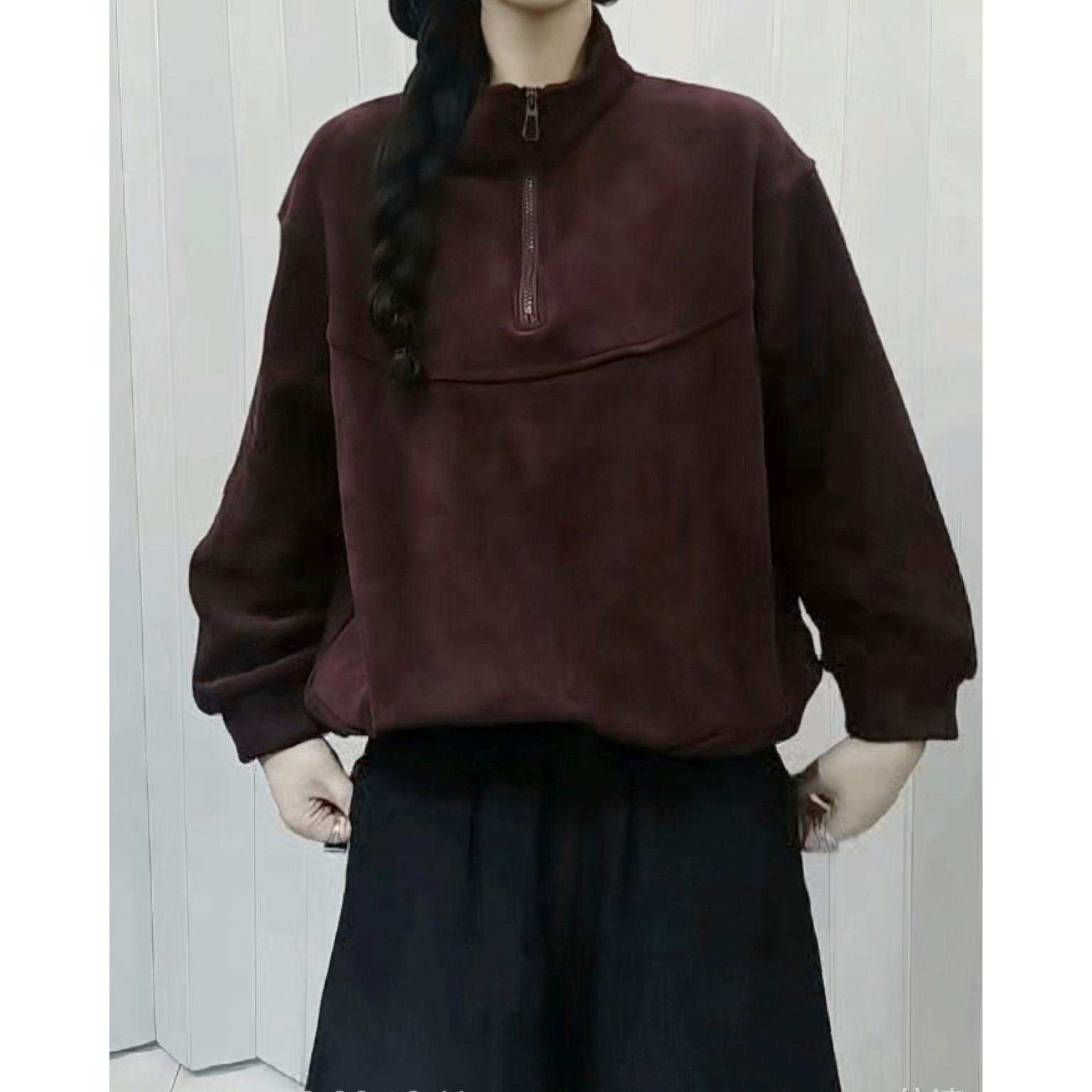 秋冬鹿皮绒加厚加绒中国风休闲保暖卫衣