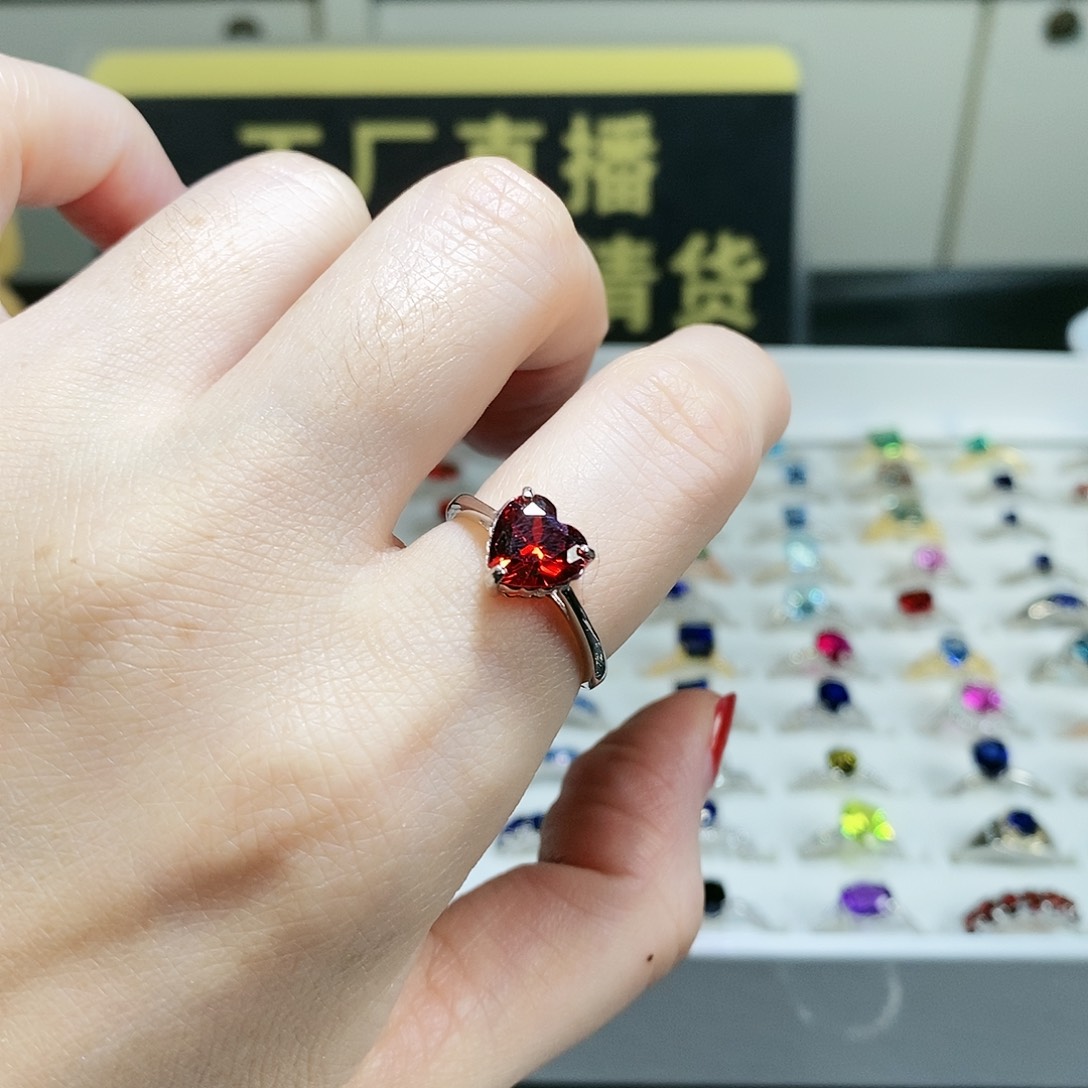 石榴石戒指银S925镶嵌