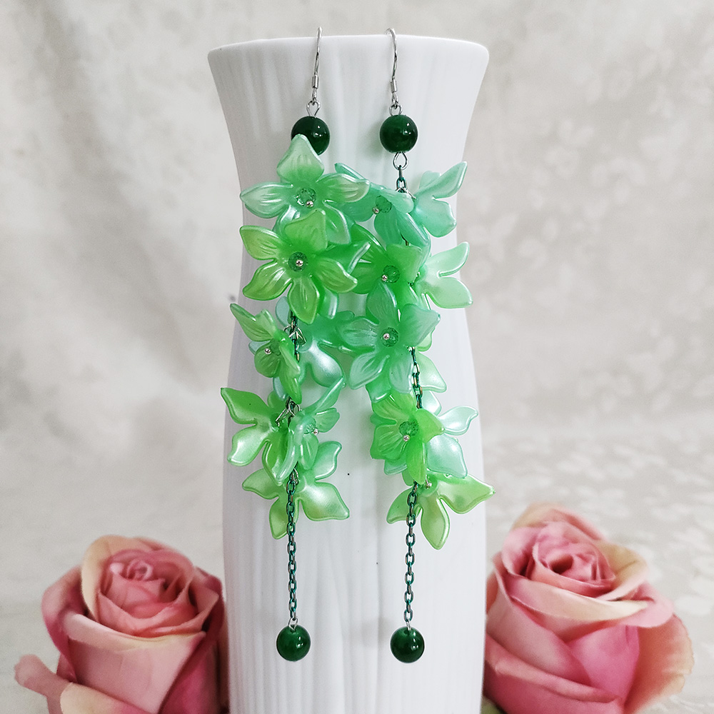 铜合金耳饰 民族风纯手工气质长款花瓣耳环2183