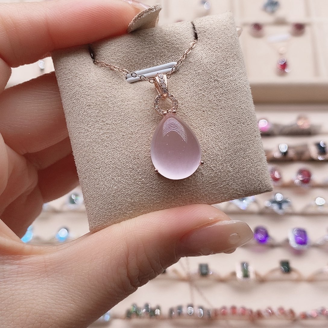 颈饰芙蓉石银S925镶嵌吊坠