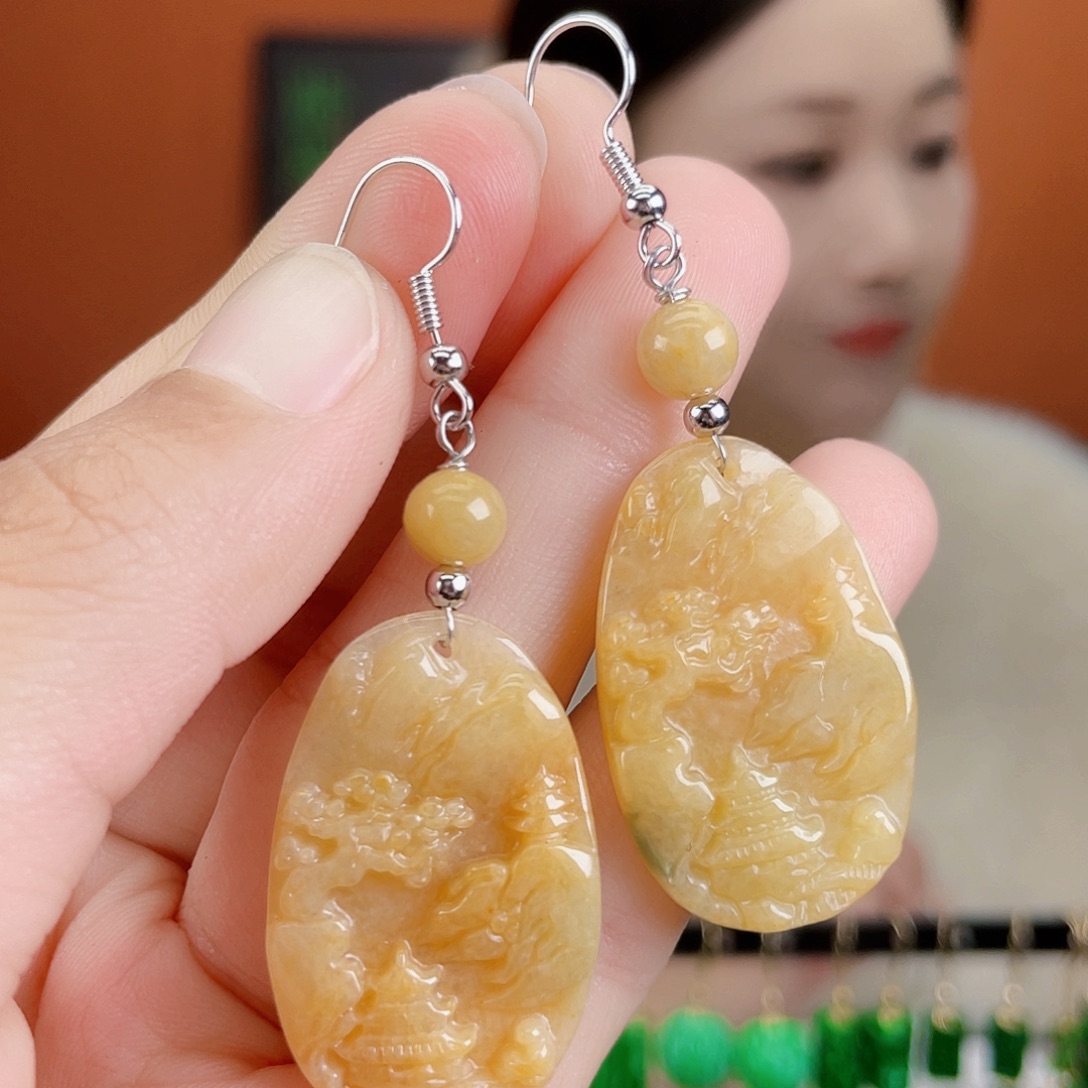 翡翠未镶嵌耳饰饰品