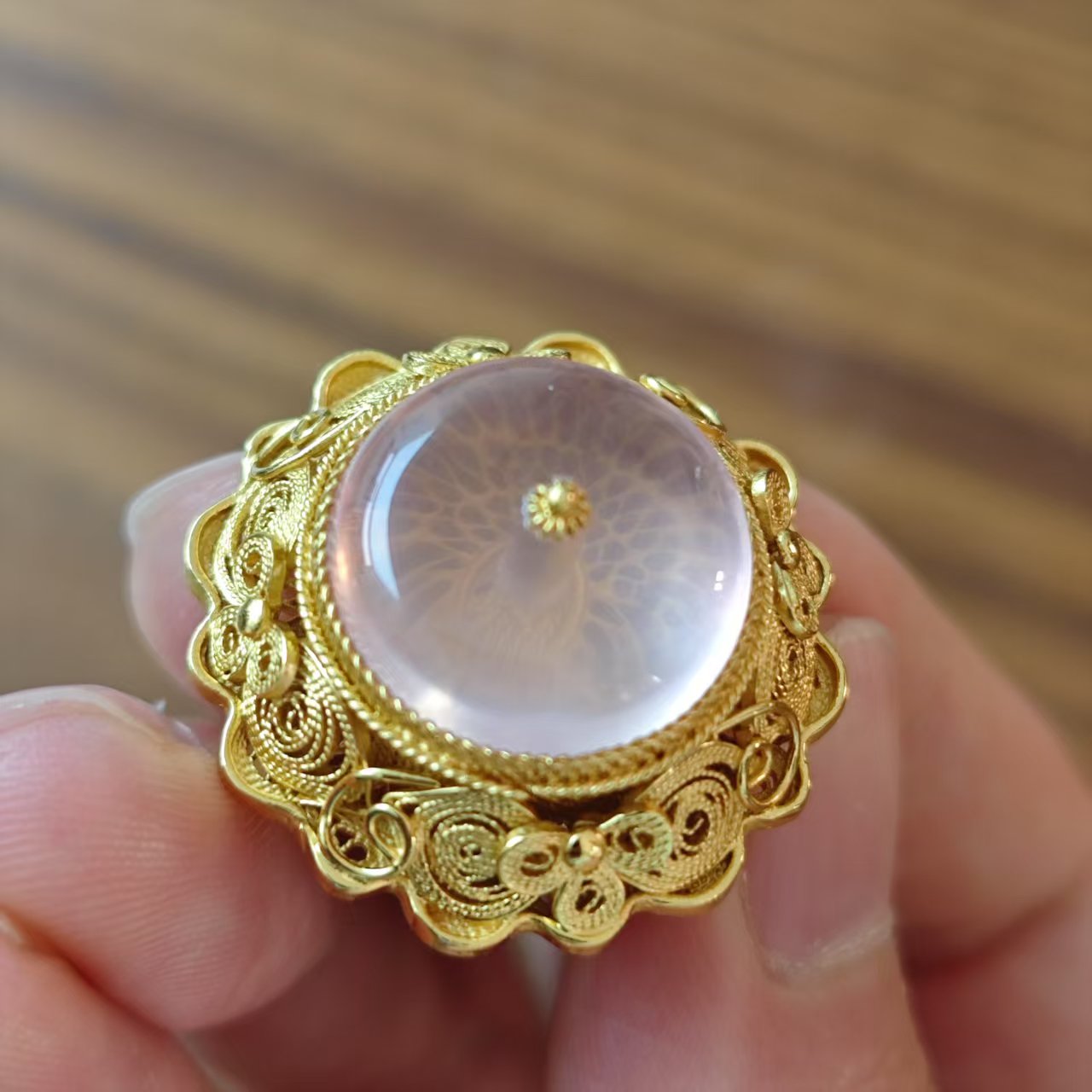 戊申堂花丝水晶戒指 国风珠宝