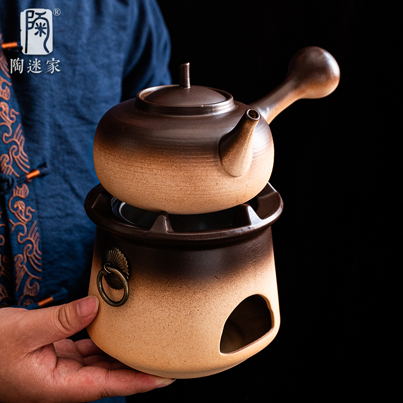 陶迷围炉煮茶套装柴烧提梁壶陶瓷茶壶茶杯家用复古暖茶炉茶道配件