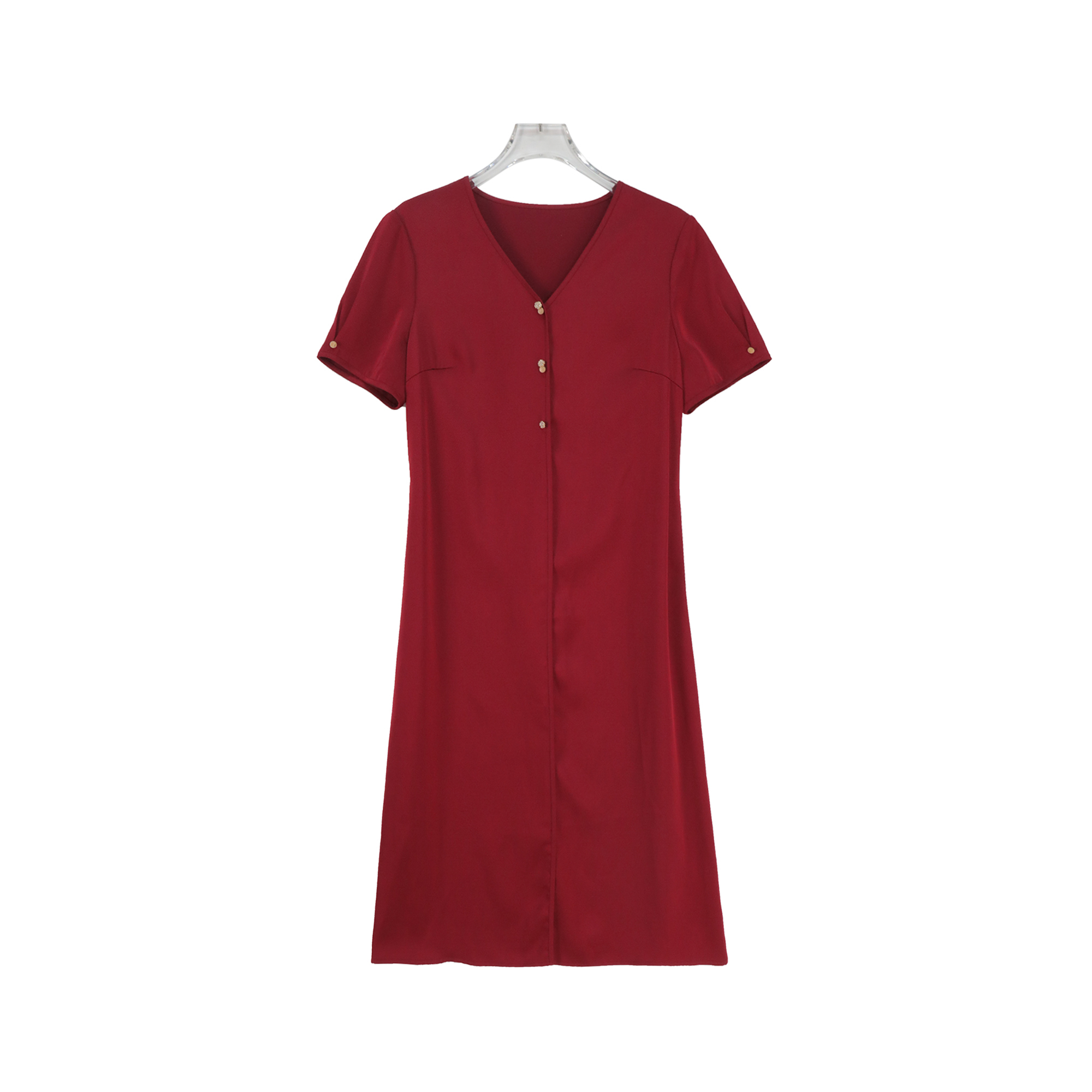 小众正肩V领气质休闲宽松遮胯开叉直筒连衣裙Z281