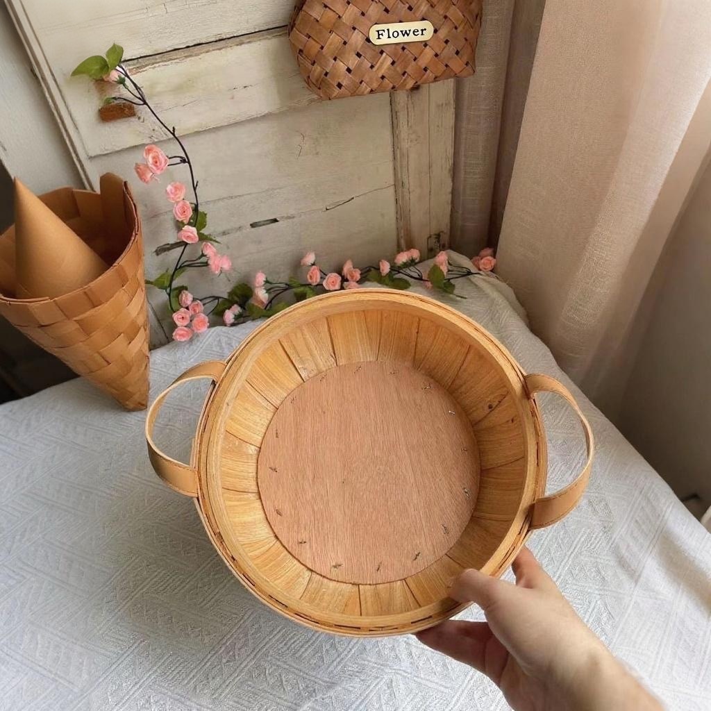 复古手工编织零食筐家用客厅水果盘客厅厨房蔬菜收纳篮简约面包篮