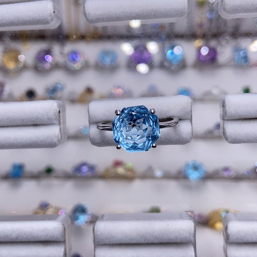 托帕石戒指银S925镶嵌