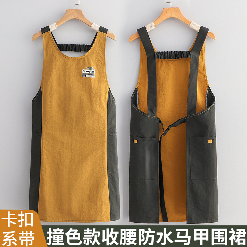 防水时尚修身防泼水围裙耐脏家用厨房定制logo印字工作服透气坎肩