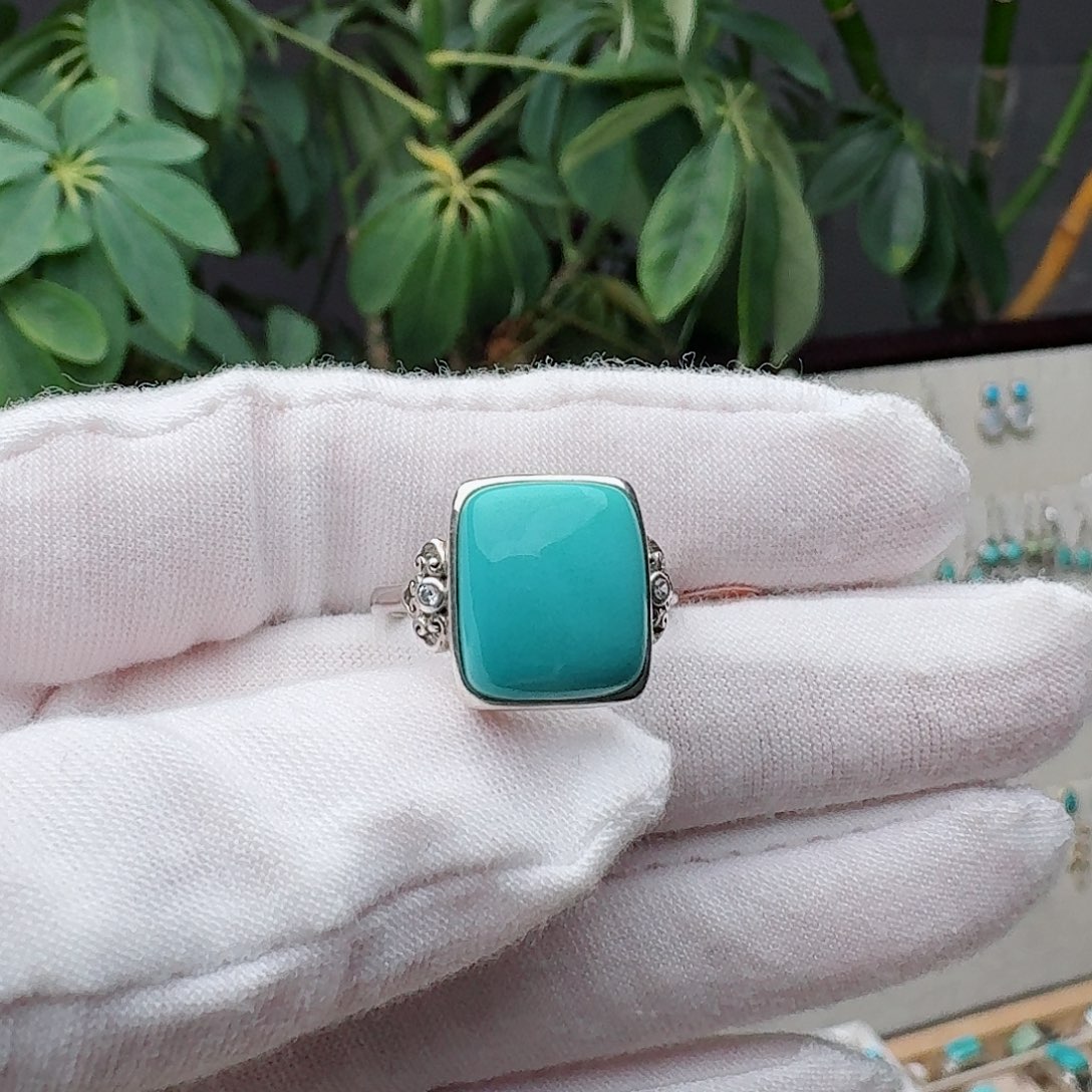 绿松石银S925镶嵌戒指戒指