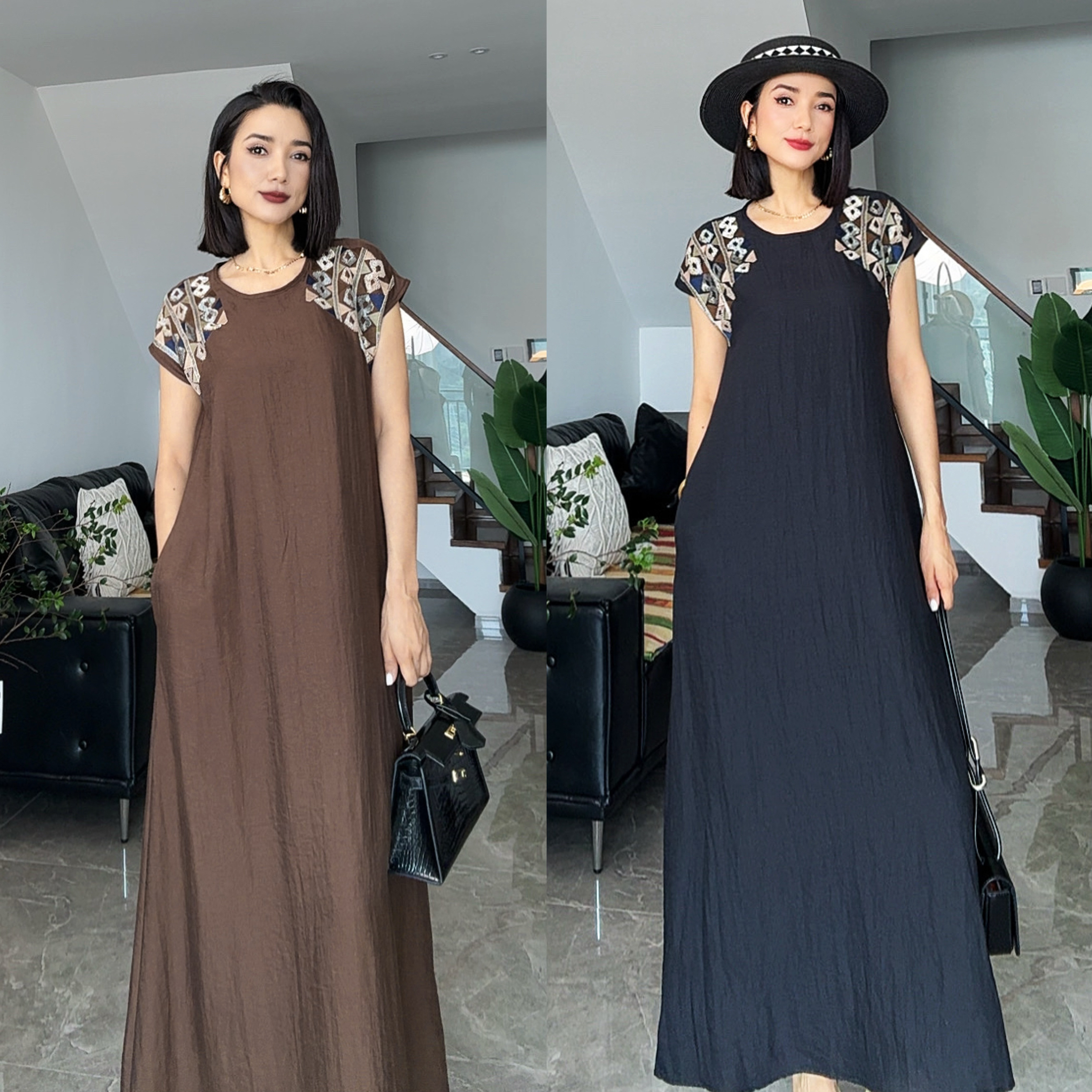 2025新款夏季时尚气质显瘦复古刺绣连衣裙