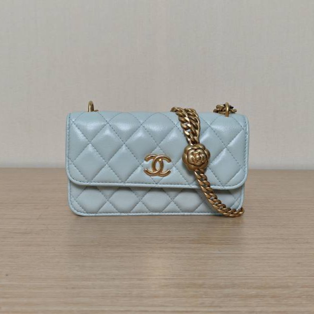 95新 Chanel/香奈儿 【双攀*】23S CF WOC 17 镭射标山茶花