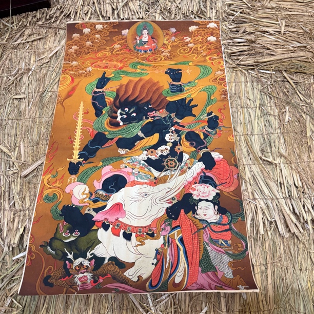 高端精品文殊菩萨愤怒像绘画类唐卡AA14