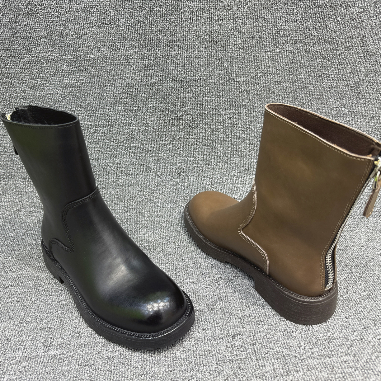 25年冬季新款棉短靴真皮时尚加绒英伦风