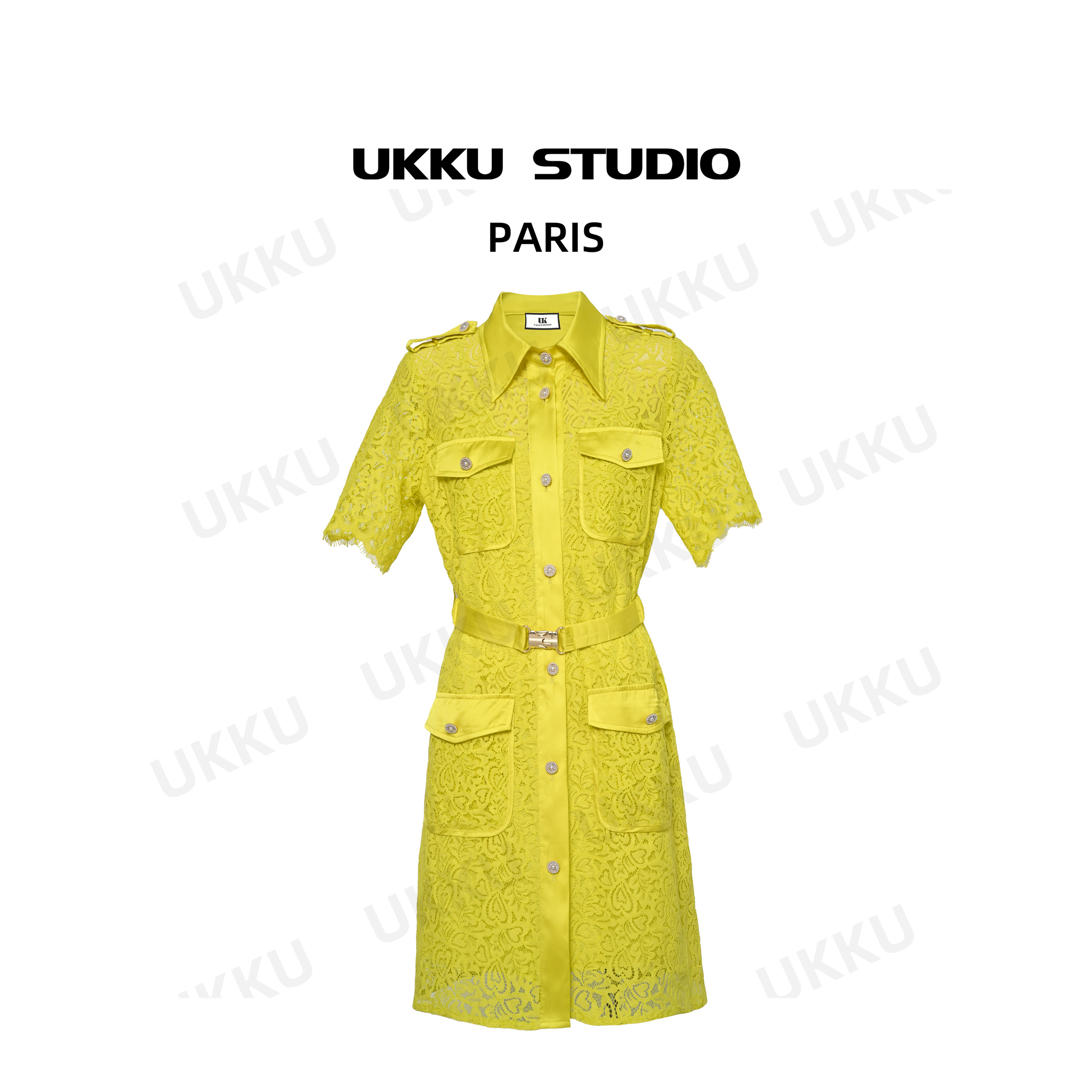 清白白【UKKU STUDIO】2025夏季气质轻奢显瘦蕾丝女士连衣裙312122