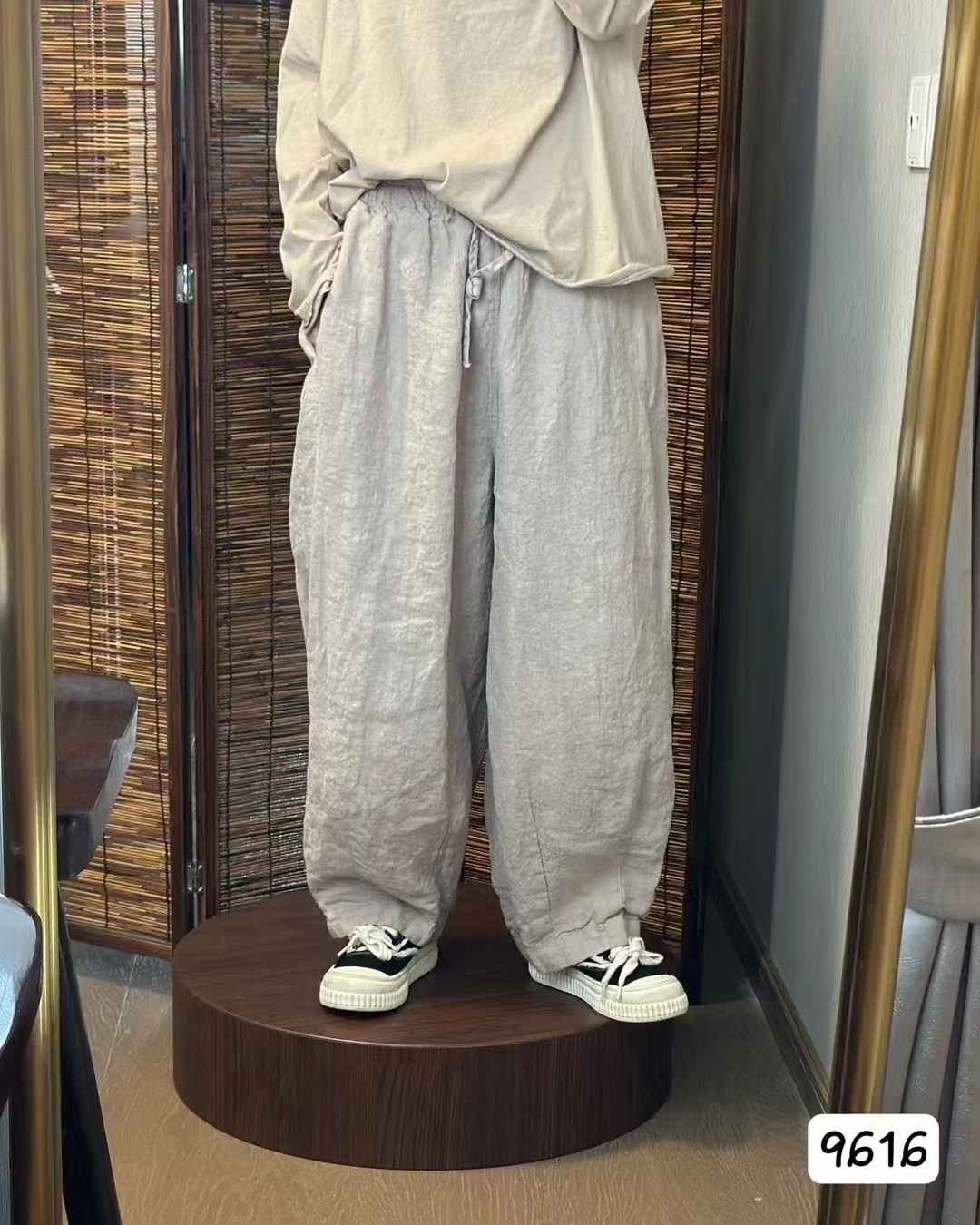 【麻楚】韩版时尚休闲雨露亚麻加里布老爹萝卜裤宽松百搭简约款